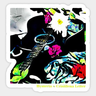 Rockstar's colorful artistic painted Guitar and Roses inspired in Hysteria album Sticker